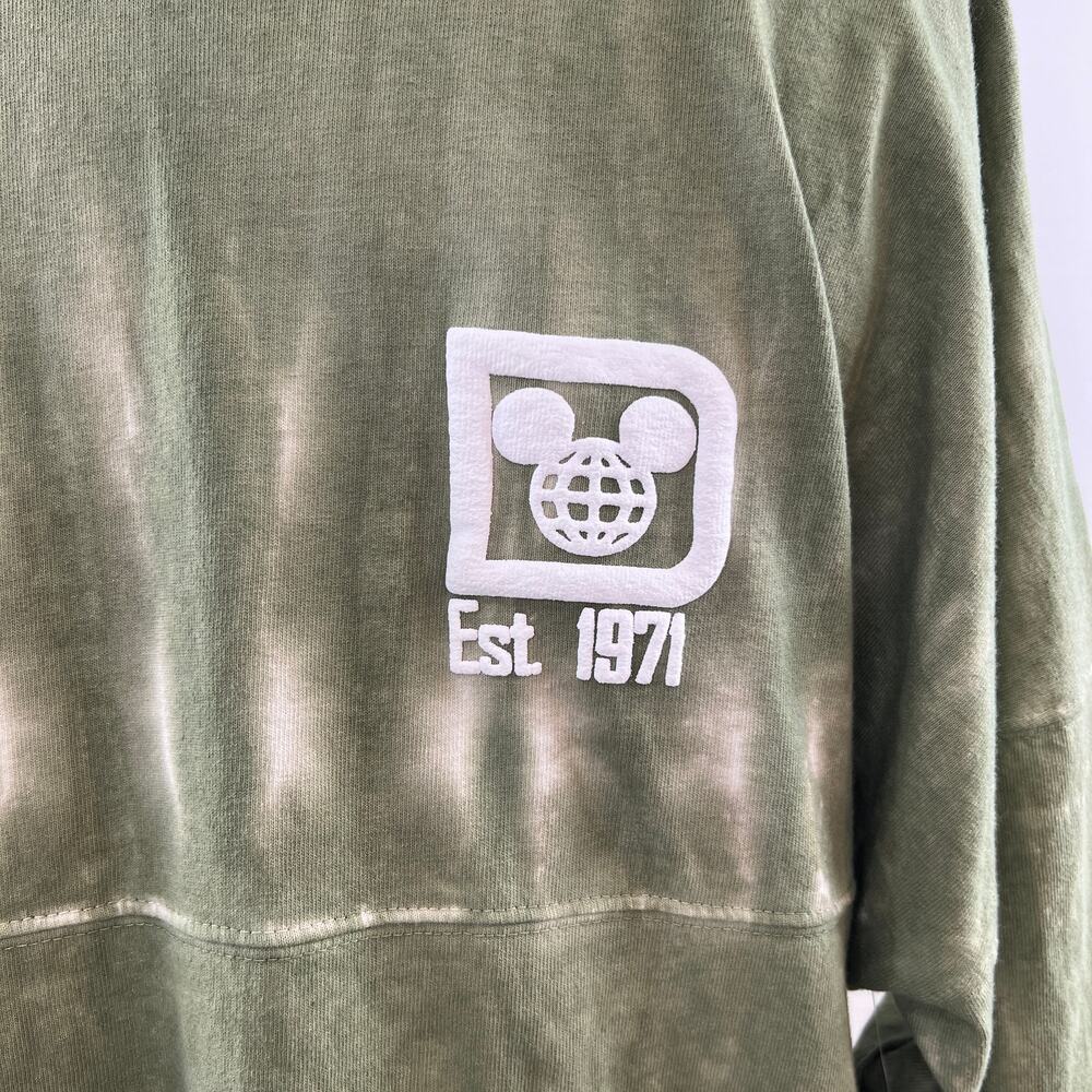 NWT Spirit Jersey DISNEY Olive Green Cotton Long Sleeve Crewneck Top Size S - Picture 9 of 9